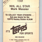 1982-83 Topps Stickers #159 Mark Messier AS FOIL NHL Hockey 06914