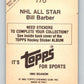 1982-83 Topps Stickers #170 Bill Barber AS FOIL NHL Hockey 06918 Image 2