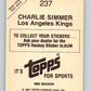 1982-83 Topps Stickers  #237 Charlie Simmer NHL Hockey 06925 Image 2