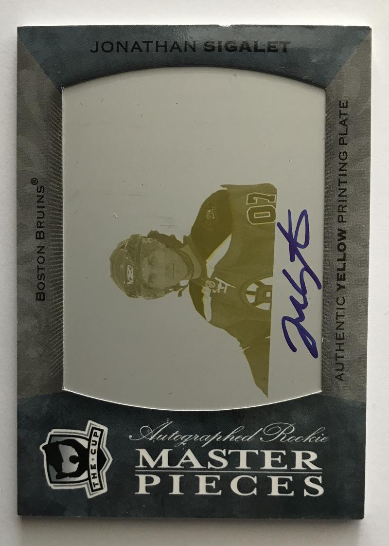 2007-08 The Cup Printing Plates Premier Yellow #127 Jonathan Sigalet 1/1 Auto 06980 Image 1
