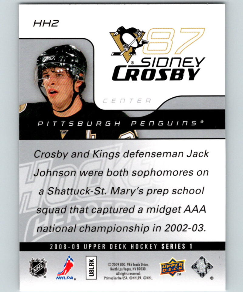 2008-09 Upper Deck Hockey Heroes Sidney Crosby #HH2 Sidney Crosby 07050 Image 2