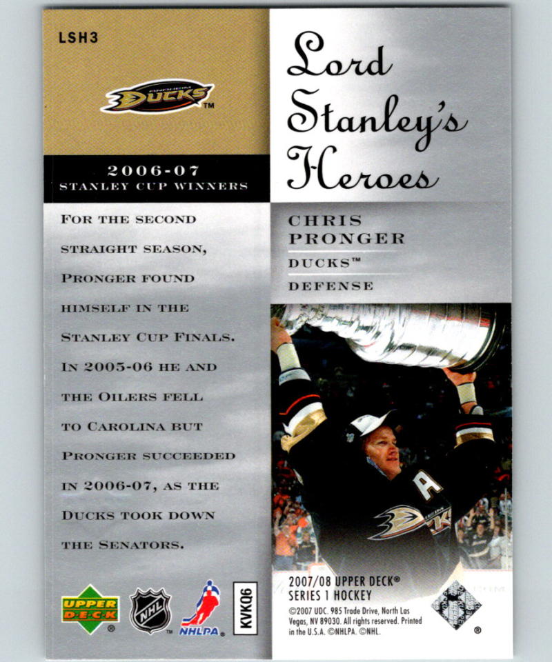 2007-08 Upper Deck Lord Stanley's Heroes #LSH3 Chris Pronger 07060 Image 2