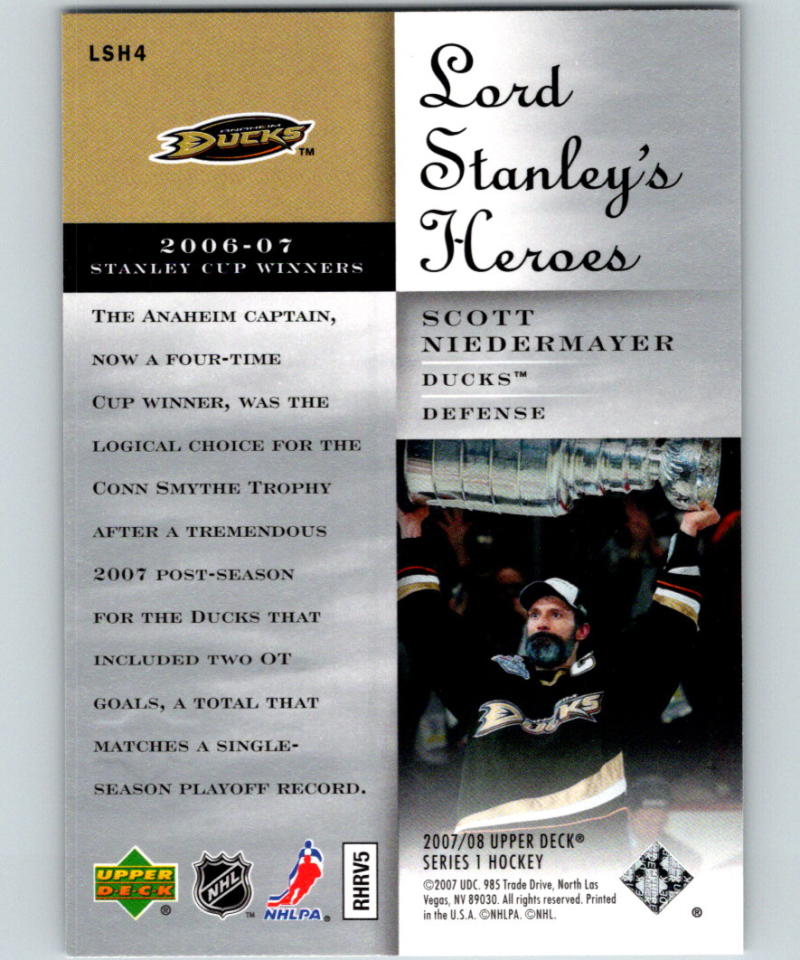 2007-08 Upper Deck Lord Stanley's Heroes #LSH4 Scott Neidermayer 07061 Image 2
