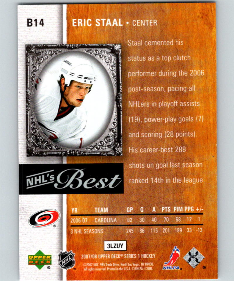 2007-08 Upper Deck NHL's Best #B14 Eric Staal 07072 Image 2