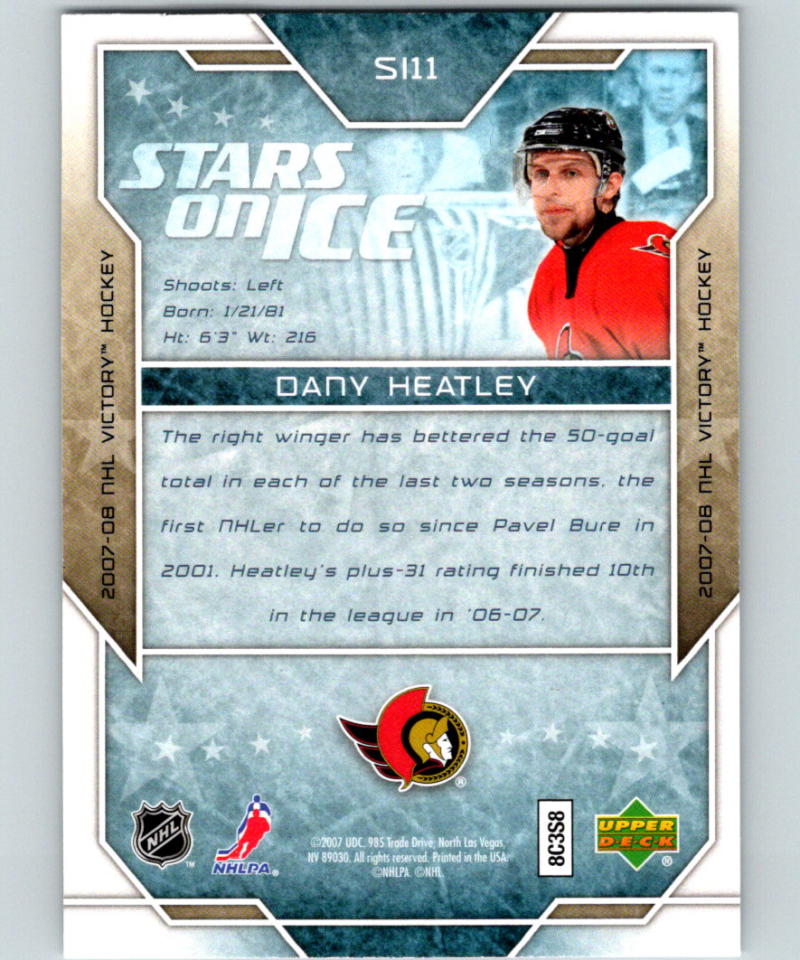 2007-08 Upper Deck Victory Stars on Ice #SI11 Dany Heatley 07112 Image 2