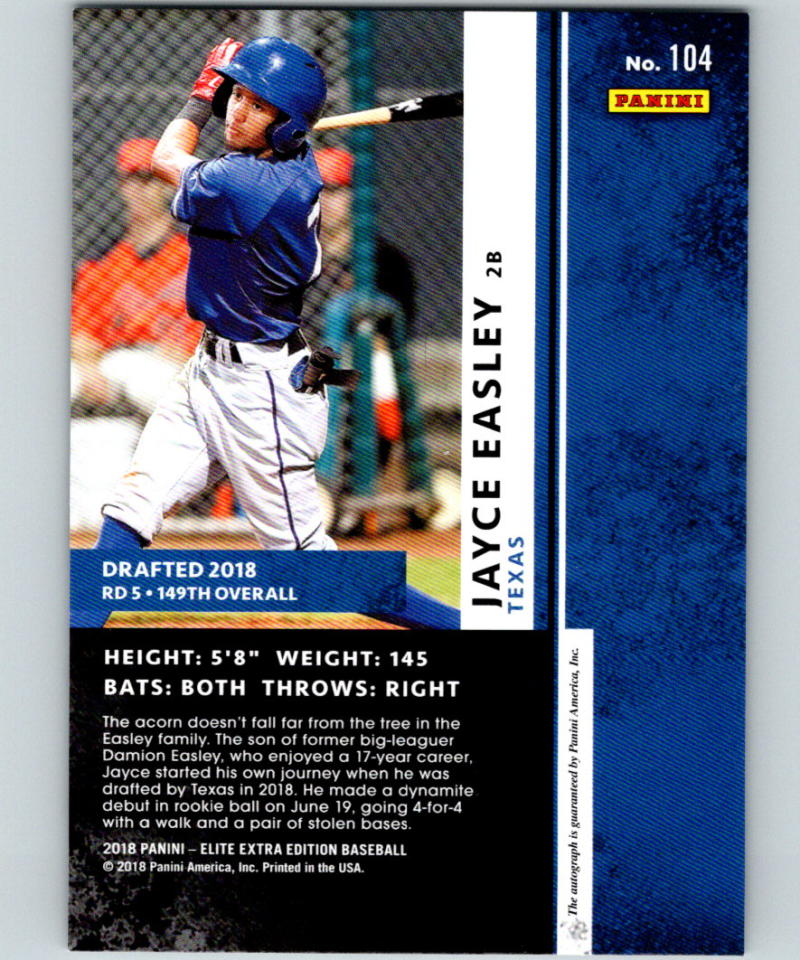 2018 Panini Elite Extra Edition Autographs #104 Jayce Easley Auto 07202