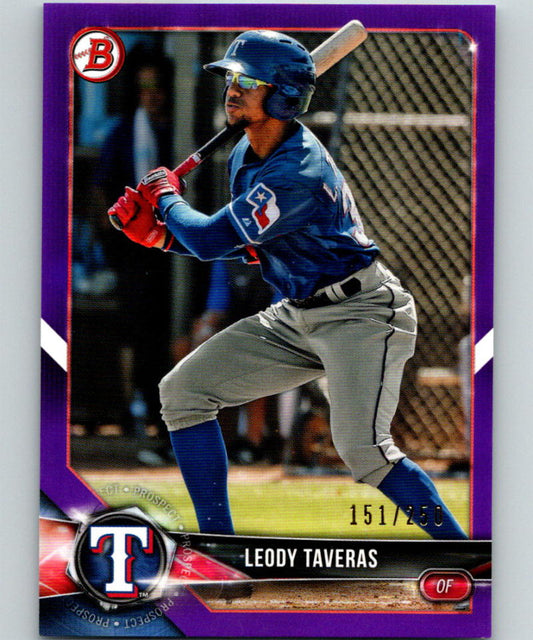 2018 Bowman Draft Purple #BD-177 Leody Taveras MINT 151/250 Rangers 07216