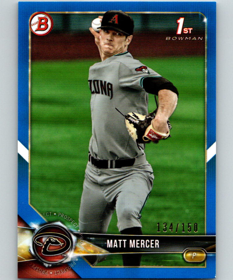 2018 Bowman Draft Blue #BD-143 Matt Mercer  134/150 Arizona 07218 Image 1