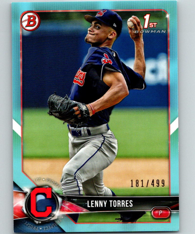 2018 Bowman Draft Sky Blue #BD-8 Lenny Torres MINT 181/499 Indians 07219 Image 1