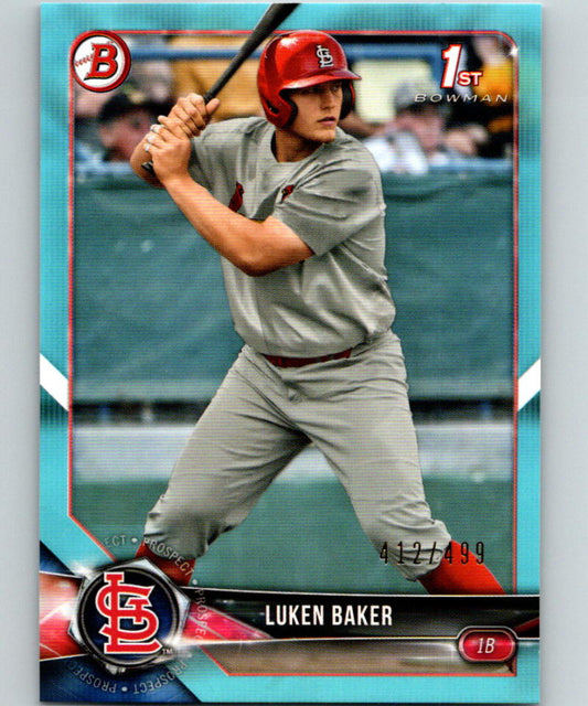 2018 Bowman Draft Sky Blue #BD-109 Luken Baker MINT 412/499 Cardinals 07224