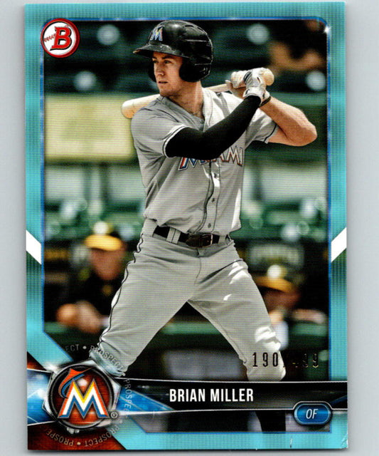 2018 Bowman Draft Sky Blue #BD-132 Brian Miller MINT 190/499 Marlins 07226 Image 1