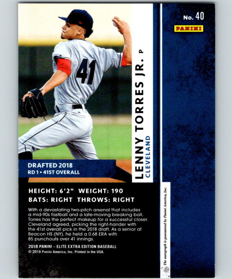 2018 Panini Elite Extra Edition Autographs #40 Lenny Torres Jr. Auto 07231