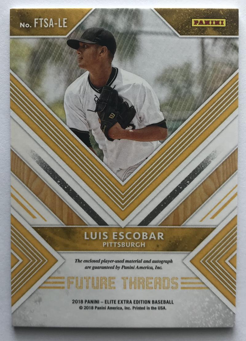 2018 Panini Elite Extra Edition Future Threads Silhouette Luis Escobar 296/299 07236