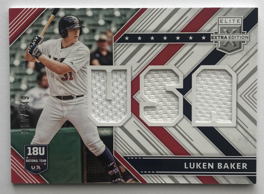 2018 Panini Elite Extra Edition USA Material Silver Luken Baker 9/149 07245 Image 1