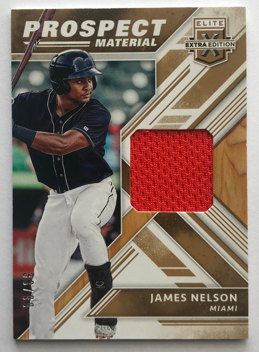 2018 Panini Elite Extra Edition Prospect Material Gold James Nelson 33/99 07248
