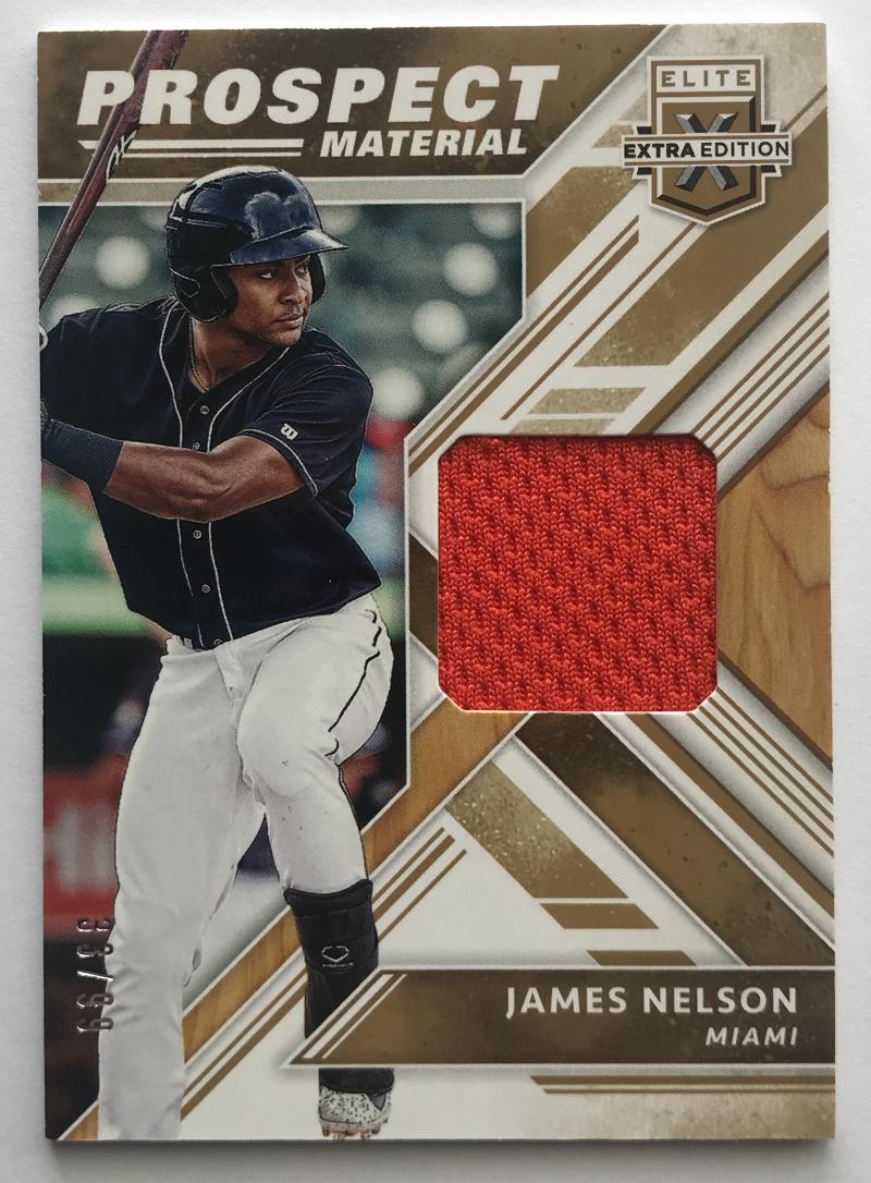 2018 Panini Elite Extra Edition Prospect Material Gold James Nelson 33/99 07248