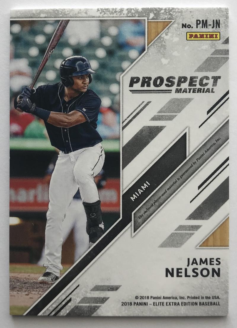 2018 Panini Elite Extra Edition Prospect Material Gold James Nelson 33/99 07248