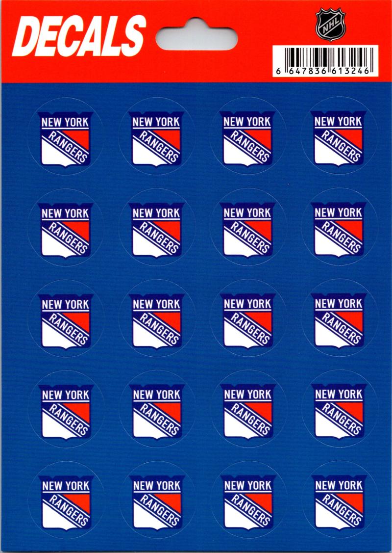 New York Rangers Vinyl Sticker Sheet 5"x7" Decals - 1" Round x20