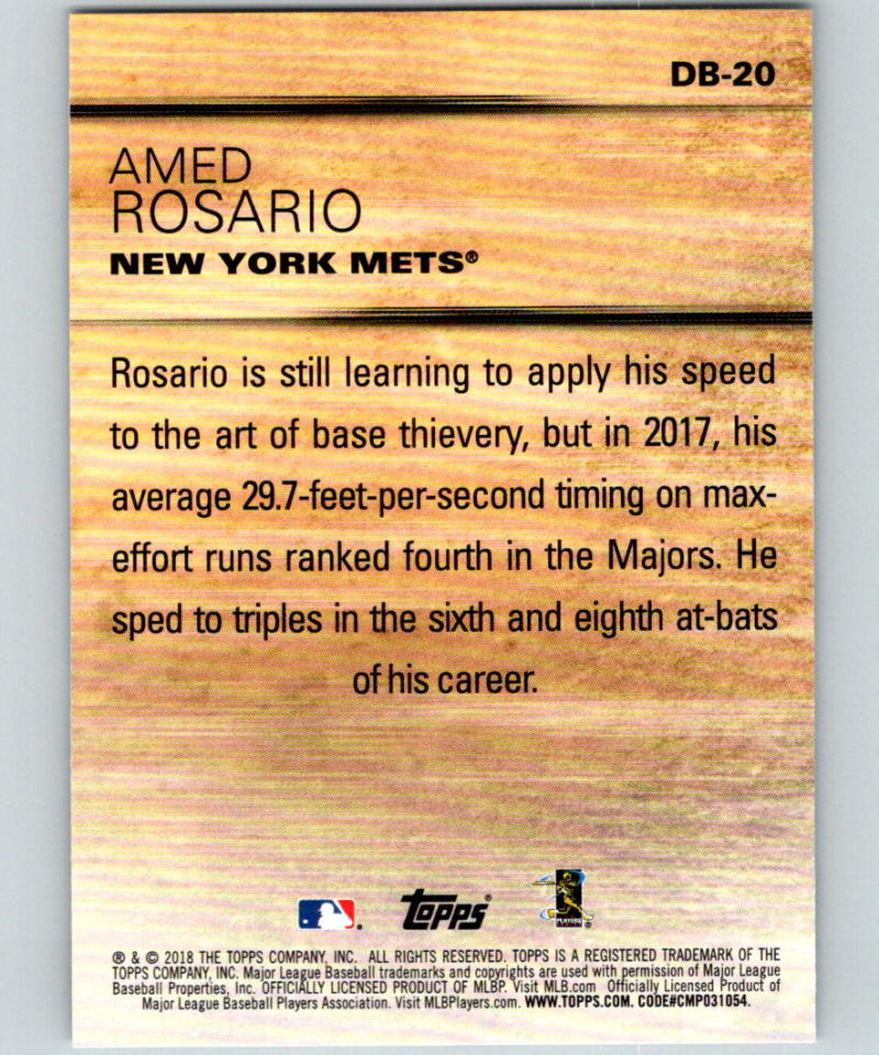 2018 Topps Update Don't Blink #DB-20 Amed Rosario MINT New York Mets 07341 Image 2