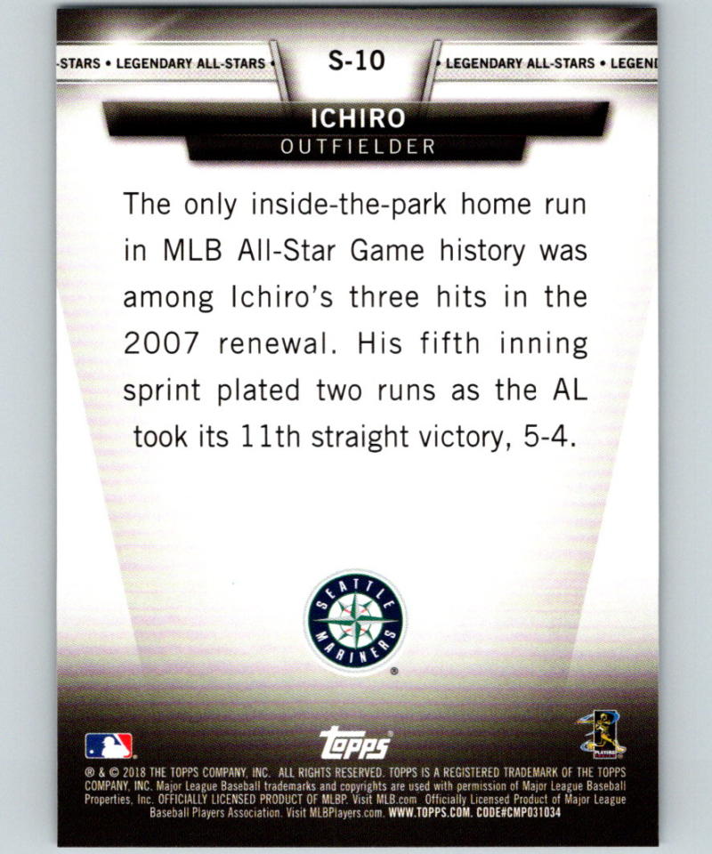 2018 Topps Update Salute #S-10 Ichiro MINT Seattle Mariners 07362 Image 2