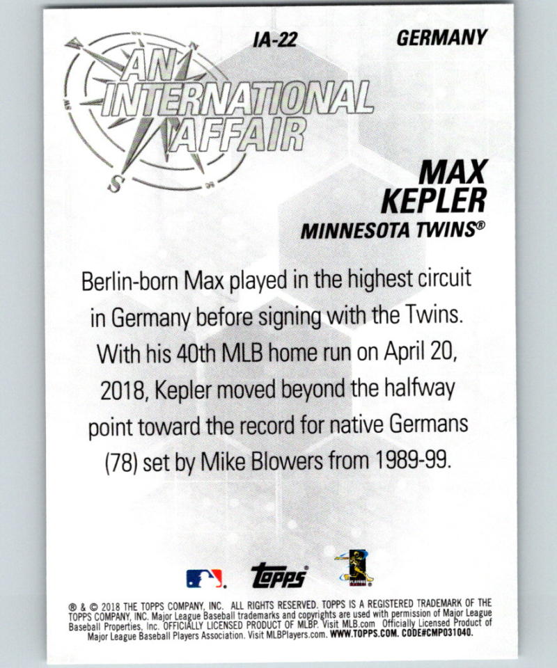 2018 Topps Update An International Affair #IA-22 Max Kepler MINT 07372 Image 2