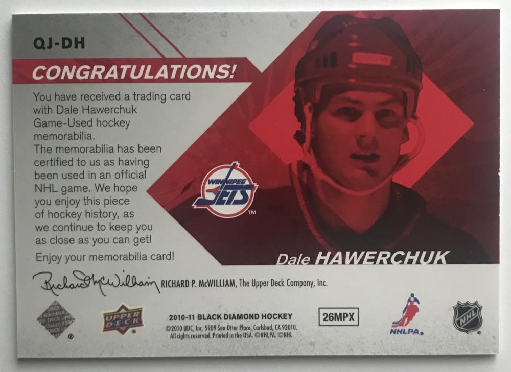 2010-11 Upper Deck Black Diamond Jerseys Quad Dale Hawerchuk 07398