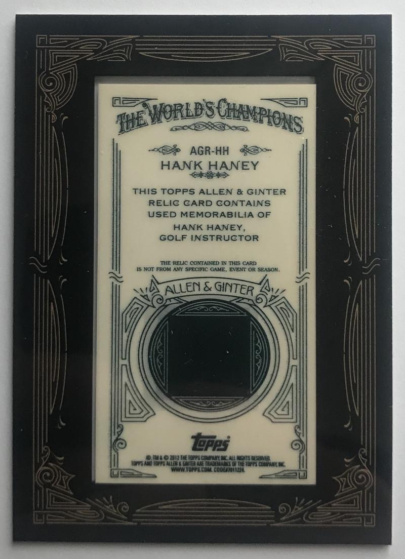 2012 Topps Allen and Ginter Relics #HH Hank Haney Golf Jersey 07429 Image 2