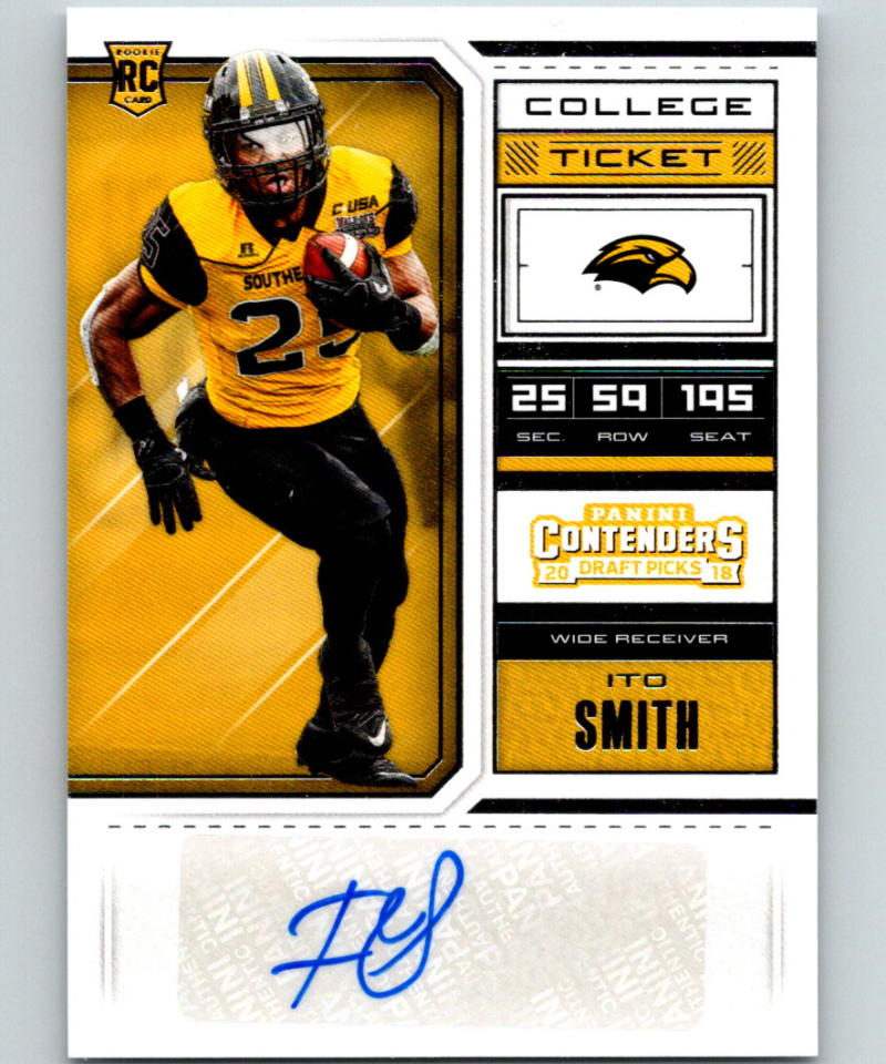 2018 Panini Contenders Draft Picks #291 Ito Smith AU Rookie RC 07433 Image 1