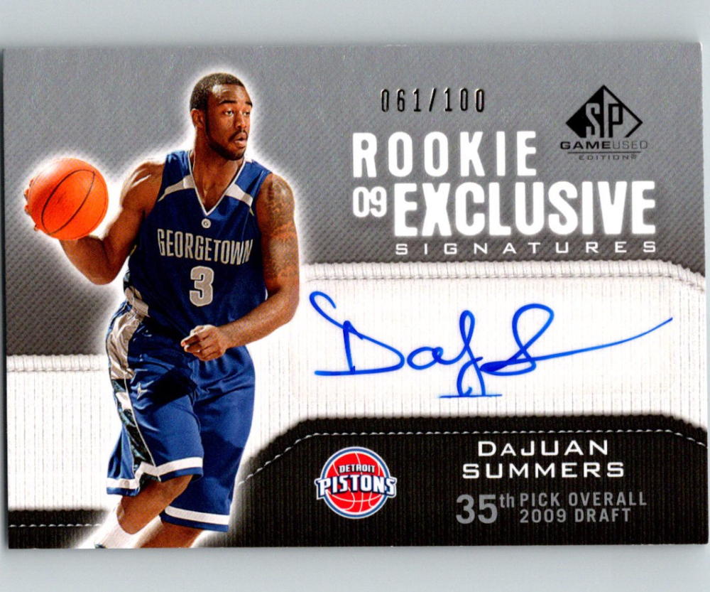 2009-10 SP Game Used Rookie Exclusives Signatures DaJuan Summers /100 Auto 07537 Image 1