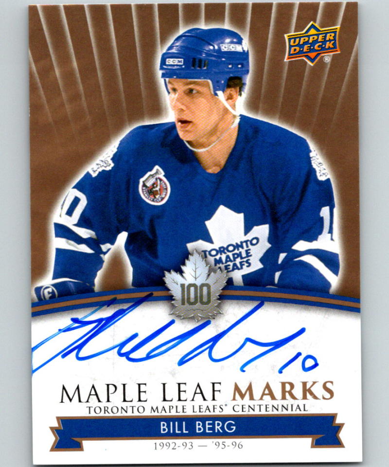 2017-18 Upper Deck Toronto Maple Leafs Centennial Marks Autographs Bill Berg 07562 Image 1