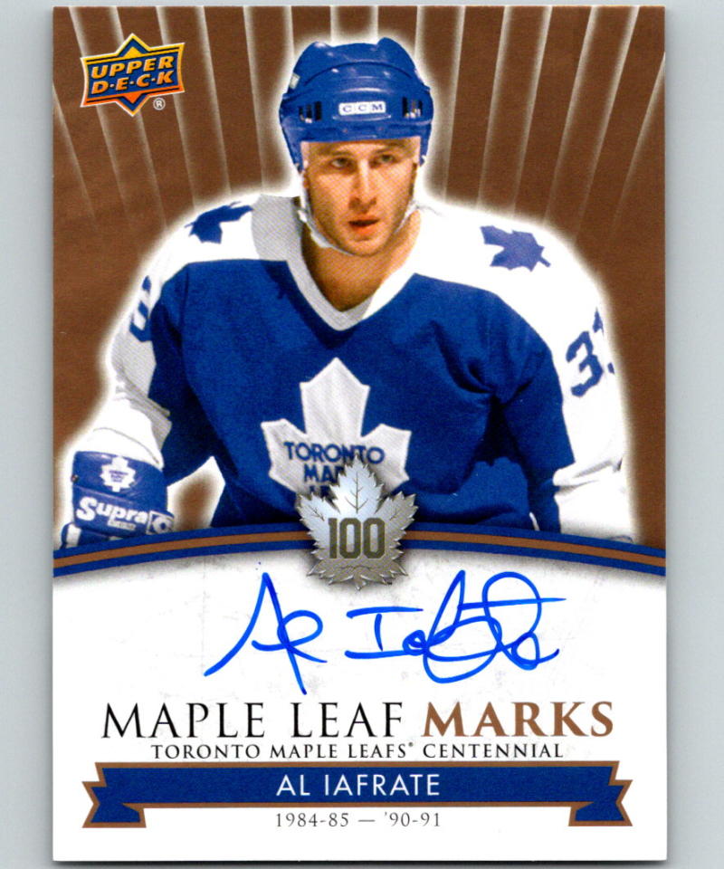 2017-18 Upper Deck Toronto Maple Leafs Centennial Marks Autographs Al Iafrate 07565 Image 1