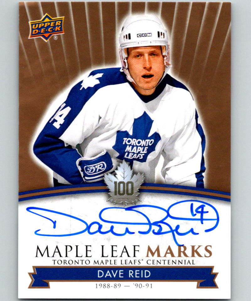 2017-18 Upper Deck Toronto Maple Leafs Centennial Marks Autographs Dave Reid 07566