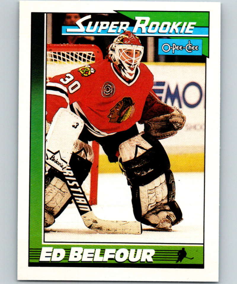 1991-92 O-Pee-Chee #4 Ed Belfour SR Mint RC Rookie Chicago Blackhawks  Image 1