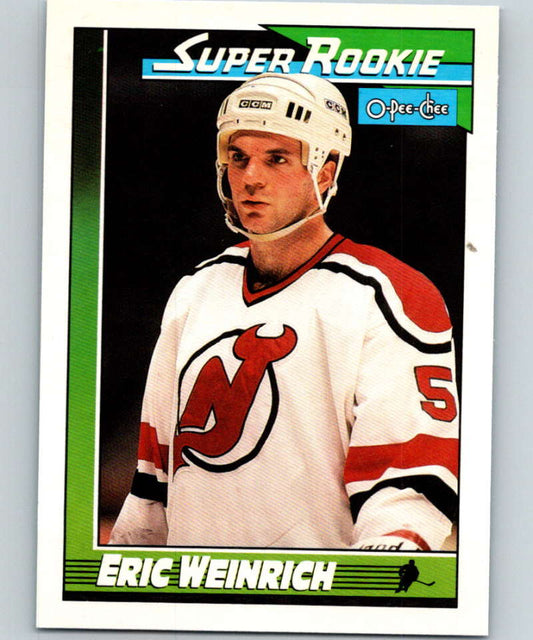 1991-92 O-Pee-Chee #10 Eric Weinrich SR Mint RC Rookie New Jersey Devils  Image 1