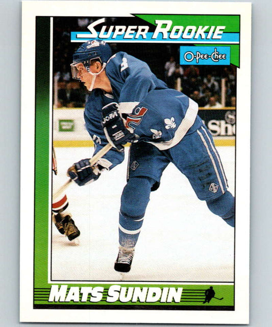 1991-92 O-Pee-Chee #12 Mats Sundin SR Mint RC Rookie Quebec Nordiques