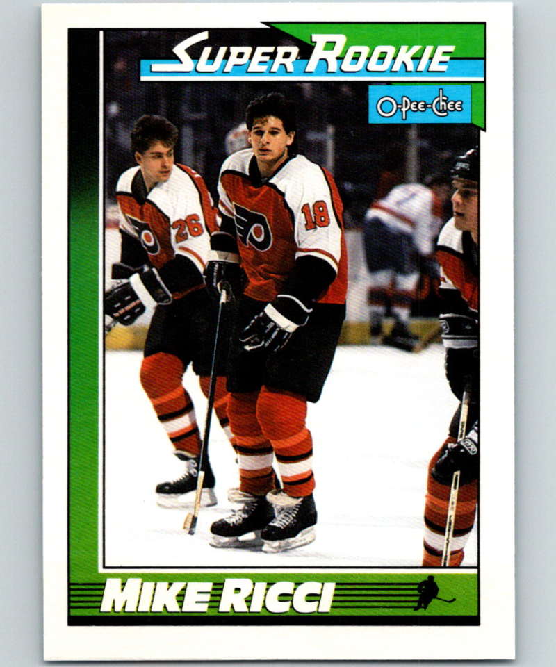 1991-92 O-Pee-Chee #13 Mike Ricci SR Mint RC Rookie Philadelphia Flyers  Image 1