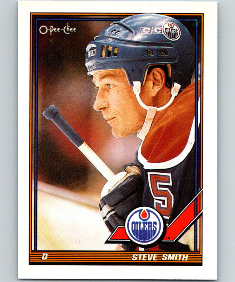 1991-92 O-Pee-Chee #21 Steve Smith Mint Edmonton Oilers  Image 1