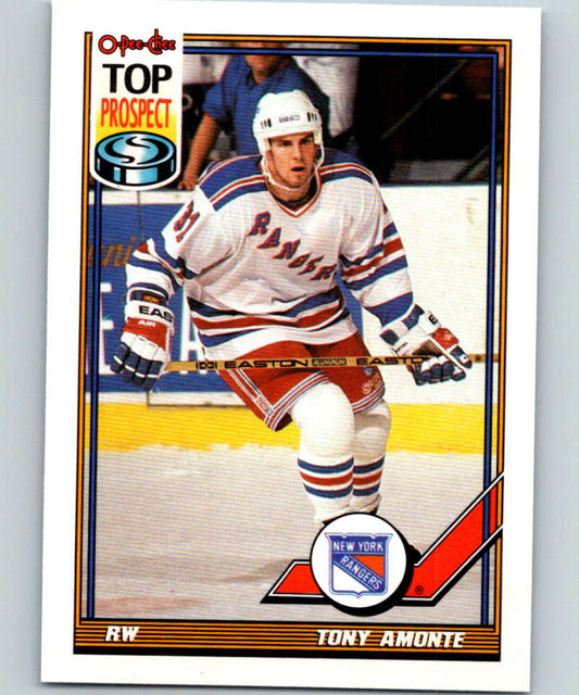 1991-92 O-Pee-Chee #26 Tony Amonte Mint RC Rookie New York Rangers  Image 1