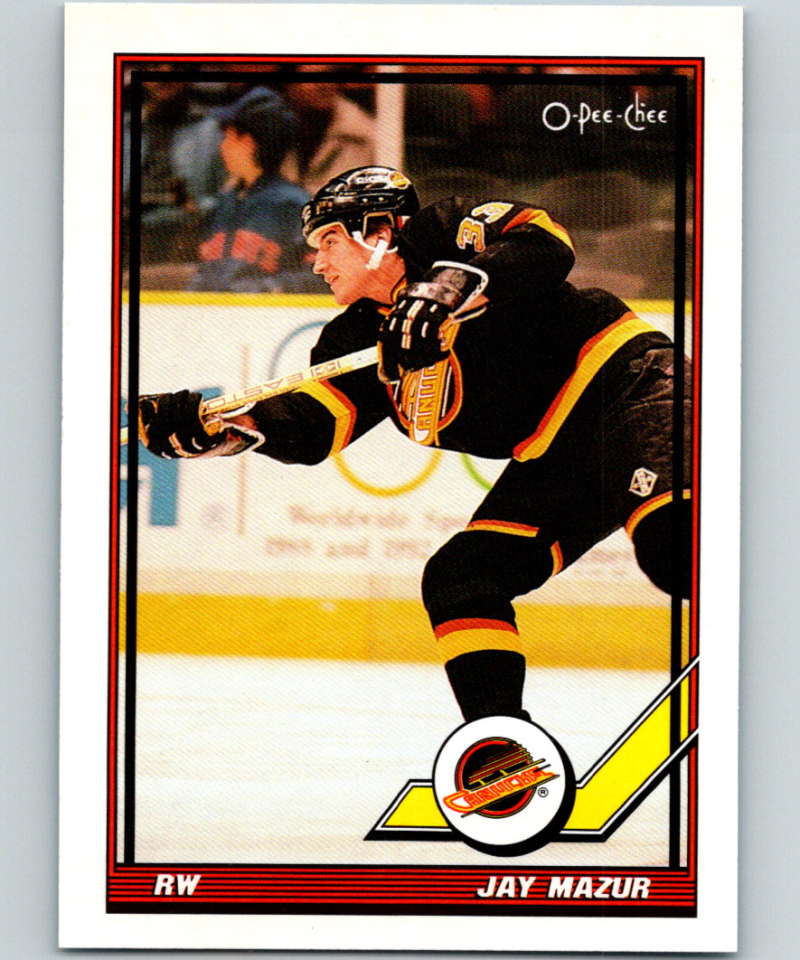 1991-92 O-Pee-Chee #28 Jay Mazur Mint Vancouver Canucks  Image 1