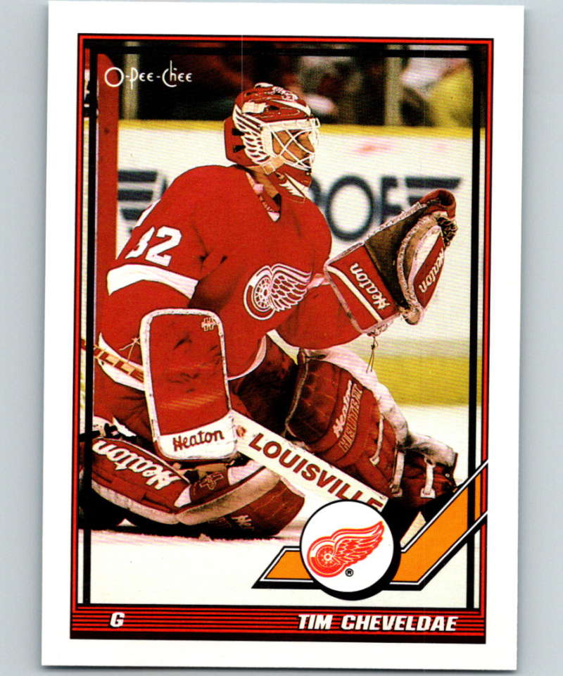 1991-92 O-Pee-Chee #35 Tim Cheveldae Mint Detroit Red Wings  Image 1