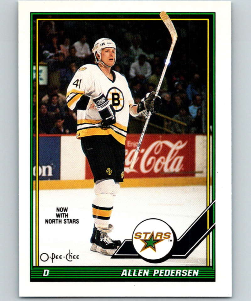 1991-92 O-Pee-Chee #128 Allen Pedersen Mint Boston Bruins  Image 1
