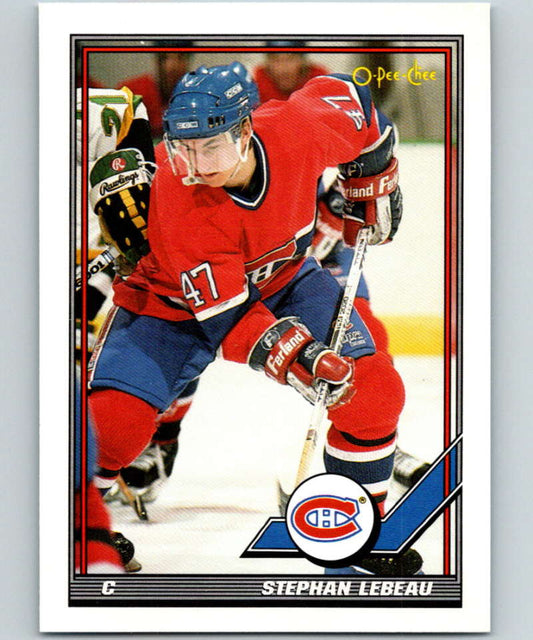 1991-92 O-Pee-Chee #135 Stephan Lebeau Mint Montreal Canadiens  Image 1