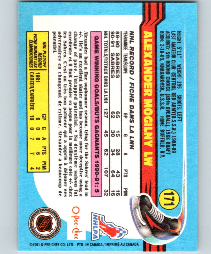1991-92 O-Pee-Chee #171 Alexander Mogilny Mint Buffalo Sabres