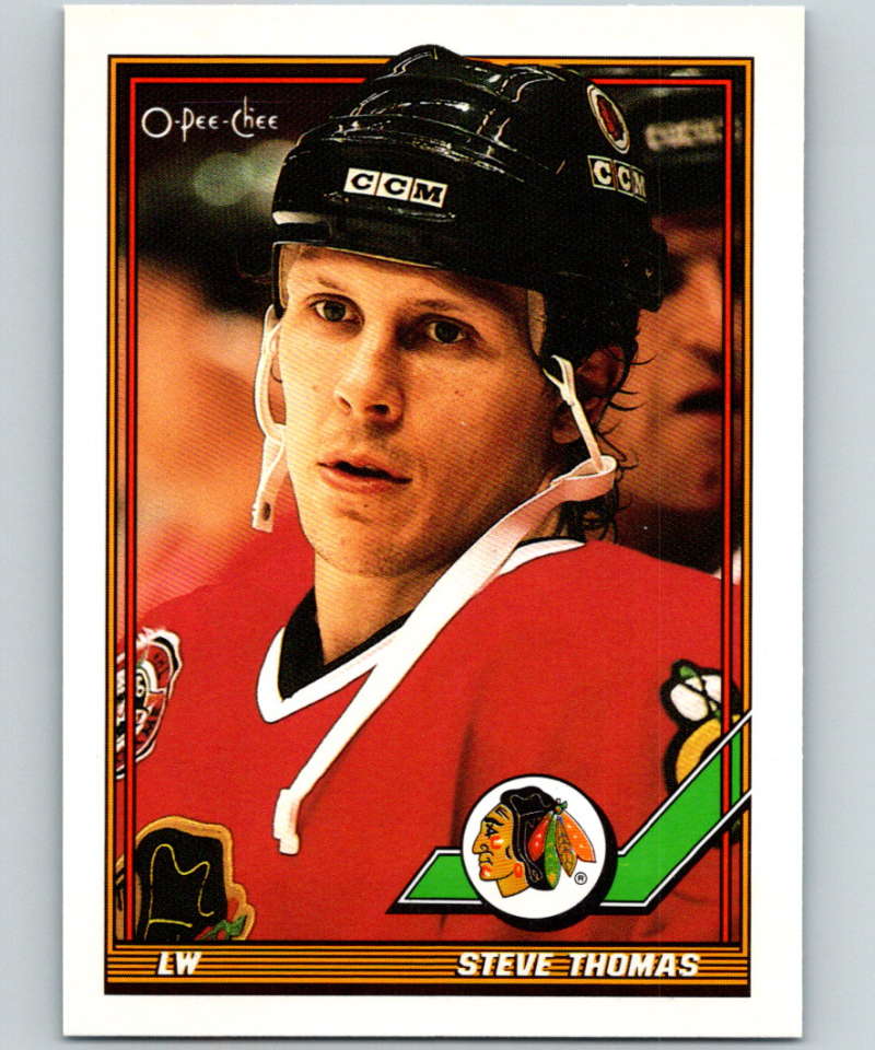 1991-92 O-Pee-Chee #210 Steve Thomas Mint Chicago Blackhawks  Image 1