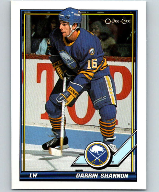 1991-92 O-Pee-Chee #214 Darrin Shannon Mint Buffalo Sabres  Image 1