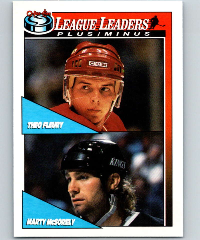 1991-92 O-Pee-Chee #322 Marty McSorley/Theo Fleury Mint Calgary Flames  Image 1