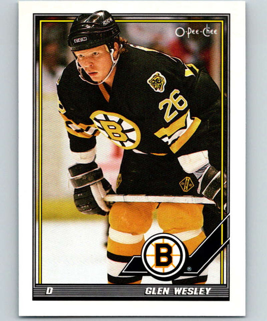 1991-92 O-Pee-Chee #452 Glen Wesley Mint Boston Bruins  Image 1