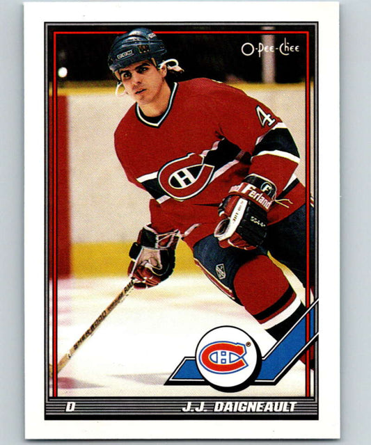 1991-92 O-Pee-Chee #456 J.J. Daigneault Mint Montreal Canadiens  Image 1