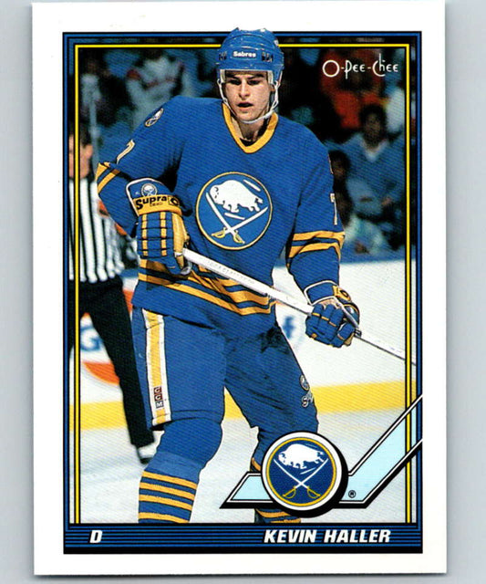 1991-92 O-Pee-Chee #473 Kevin Haller Mint RC Rookie Buffalo Sabres  Image 1