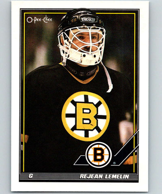 1991-92 O-Pee-Chee #497 Rejean Lemelin Mint Boston Bruins  Image 1